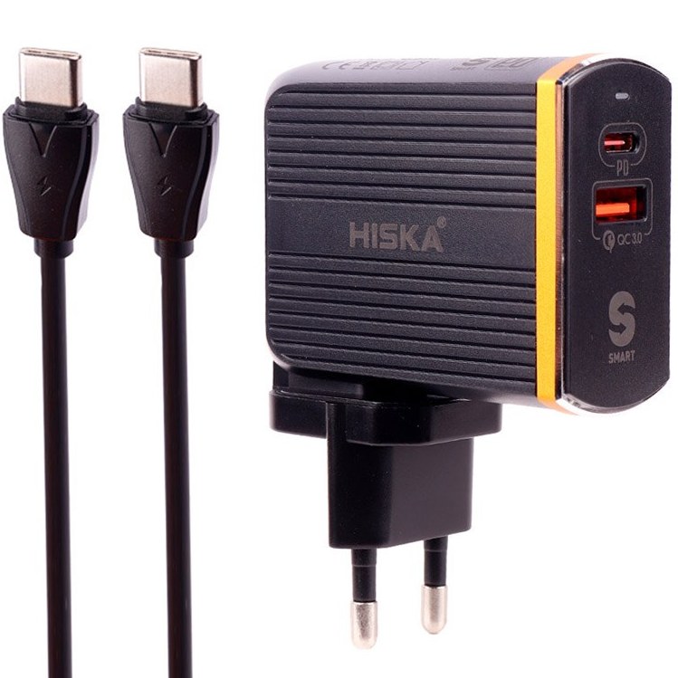 شارژر دیواری هیسکا مدل H114PD با کابل USB-C ظرفیت ۳۸ وات